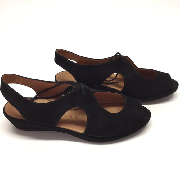 L'Amour Des Pieds 10 Brettany Black Suede Sandals - Picture 3 of 8